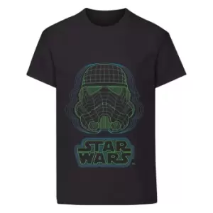 Star Wars Boys Wireframe Stormtrooper Helmet T-Shirt (9-10 Years) (Black)