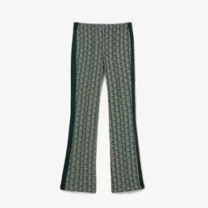 Womens Lacoste Monogram Print Trackpants Size 8 Green / Beige