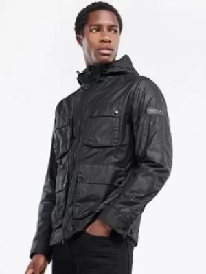 Barbour International Hooded Mechanical A7 Wax Jacket, Black Size M Men