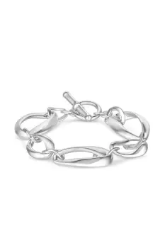 Silver Polished Organic Link T Bar Bracelet