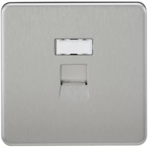 KnightsBridge Screwless Brushed Chrome RJ45 Network Outlet Wall Socket