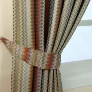 HOMESCAPES Multi-Colour Zig Zag Jacquard Curtain Tie Back Pair - Multi-Colour