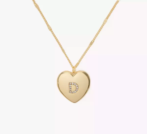 D Heart Letter Locket Necklace