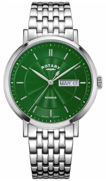 Rotary GB05420/24 Mens Windsor Green Dial Stainless Watch