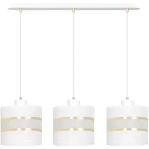 Emibig Mogi White Bar Pendant Ceiling Light with Black, Gold Fabric Shades, 3x E27