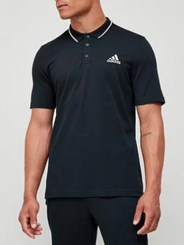 adidas Tip Collar Bos Pique Polo - Black/White, Size L, Men