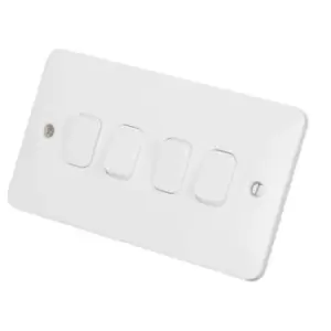 Schneider Electric Lisse White Moulded - 4 Gang 2 Way Light Switch, 10AX, GGBL1042, White, Pack of 5