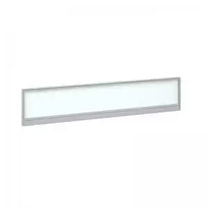 Straight glazed desktop screen 1800mm x 380mm - polar white with