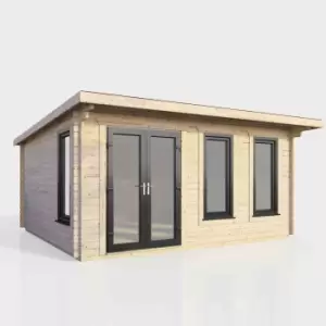 Power 16' x 12' Pent Log Cabin - Left Hand Doors