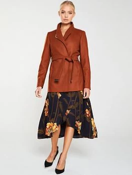 Ted Baker Drytaa Short Wrap Coat - Brown, Tan, Size 2=10, Women