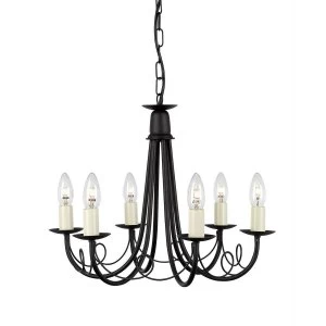 6 Light Chandelier Black Finish, E14