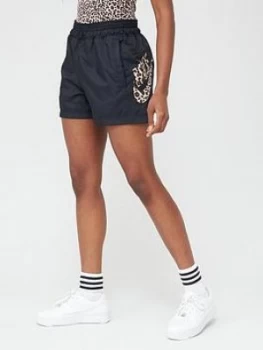 Nike NSW Animal Print Logo Woven Shorts - Black, Size L, Women