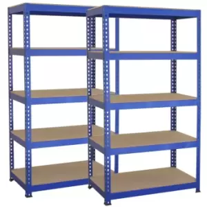 2 x Blue Racking Bay Unit 5 Tier Heavy Duty Steel Metal 150kg