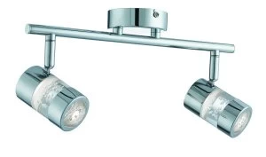 LED 2 Light Bathroom Spotlight Bar Chrome Bubble Effect IP44