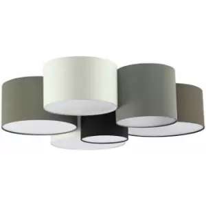 Loops - Wall Flush Ceiling Light White Shade Brown Grey White Black Fabric E27 6x40W