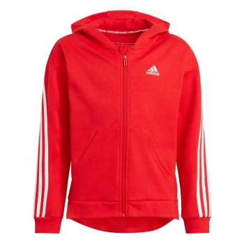 adidas 3-Stripes Full-Zip Hoodie Kids - Vivid Red / White