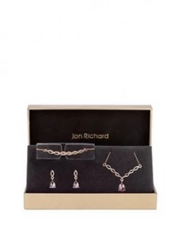 Jon Richard Jon Richard Rose Gold & Pink Stone Twist Jewellery Set