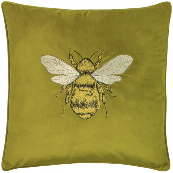 Hortus Bee Cushion Olive, Olive / 50 x 50cm / Polyester Filled