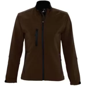 SOLS Womens/Ladies Roxy Soft Shell Jacket (Breathable, Windproof And Water Resistant) (L) (Dark Chocolate)