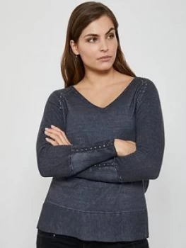 Mint Velvet Overdye Woven Back Jumper - Grey, Size XL, Women