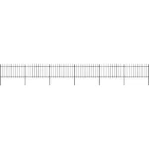 Garden Fence with Spear Top Steel 10.2x1 m Black Vidaxl Black