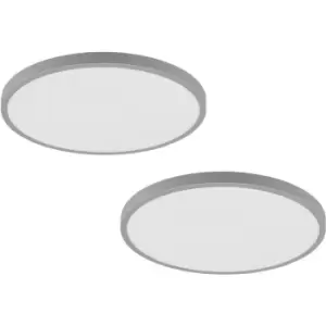 2 PACK Wall / Ceiling Light Silver 400mm Round Surface Mounted 25W LED 4000K