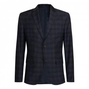 Calvin Klein Flannel Check Wool Blazer - Navy