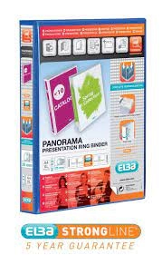 Elba Panorama A4 Presentation Ring Binder PVC 2D-Ring 25mm Blue Pack of 6