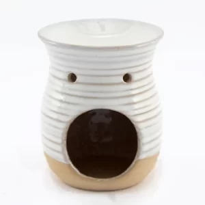 10cm Cream Ribbed Oil Burner