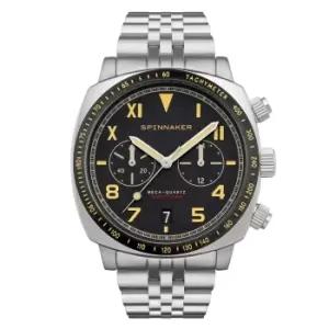 Spinnaker Hull California Chorongraph Vintage Black Dial Stainless Steel Bracelet Mens Watch SP-5092-11