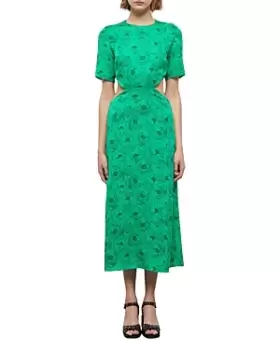 The Kooples Graphic Poppies Cutout Midi Dress