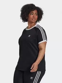 adidas Originals Adicolor Classics Slim 3-Stripes T-Shirt (Plus Size), Black, Size 1X, Women