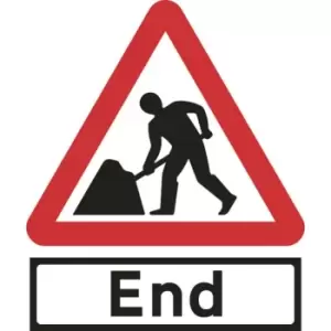 Road Works & End Supp Plate - Classic Roll Up Traffic Sign (600MM Triangle