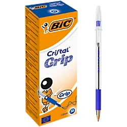 BIC Cristal Grip Ballpoint Pen Medium 0.4mm Blue Pack of 20