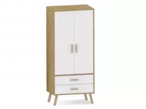 Harmony Austin White and Oak 2 Door 2 Drawer Double Wardrobe Flat Packed