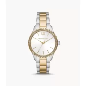 Michael Kors Womens Layton Three-Hand Two-Tone Stainless Steel Watch - Gold / Silver