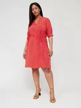 Tommy Hilfiger Curve Cupro V-Neck Shirt Dress - Red, Size 50, Women