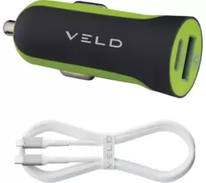 VELD VC48DG-L Universal USB Car Charger - 1 m