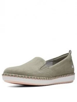 Clarks Cloudsteppers Step Glow Slip Espadrilles - Olive Size 6, Women