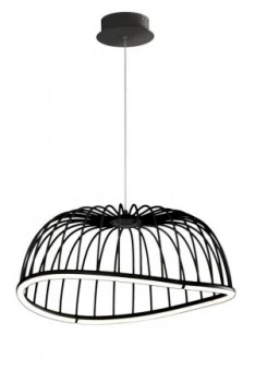 Caged Ceiling Pendant 61cm Round, 30W LED, 3000K, 2100lm, Black