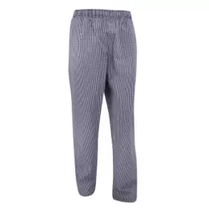 Dennys Unisex Blue/White Check Fully Elasticated Trouser / Chefswear (3XL) (Navy/White)