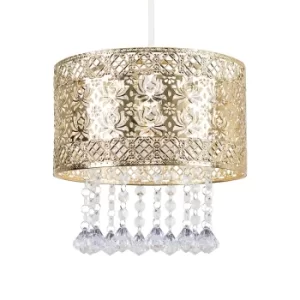 Enna Gold Pendant Shade with Acrylic Jewel Droplets