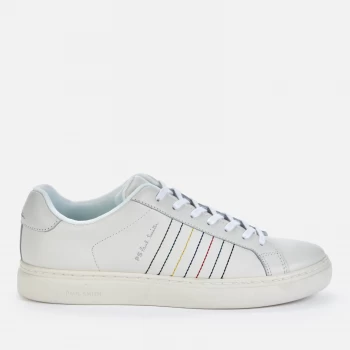 Paul Smith Mens Rex Embroidered Stripe Leather Trainers - White - UK 9