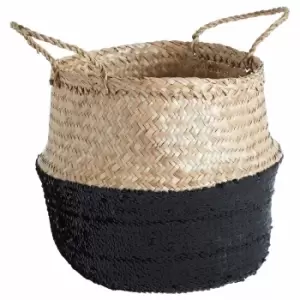 Seagrass Basket Natural Top Medium, black