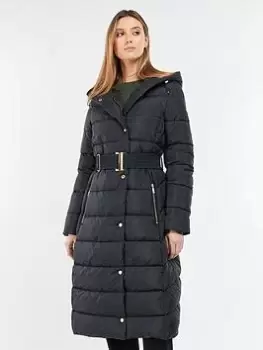 Barbour International Track Line Quilt Jacket - Black, Size 12, Women