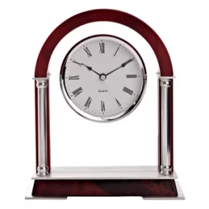 Wm. Widdop Arch-Shaped Wood & Glass Mantel Clock