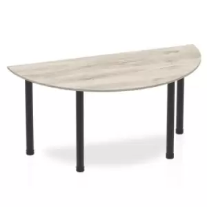 Impulse 1600mm Semi-Circle Table Grey Oak Top Black Post Leg