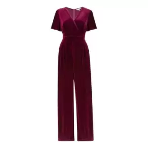 Yumi Plum Jumpsuit With Angel Sleeves - Purple