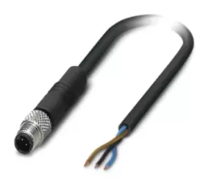 Phoenix Contact Sac-3P-M5Ms/ 3,0-Pur Sensor Cord, 3P, M5 Plug-Free End, 3M