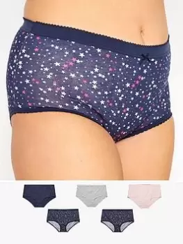 Yours 5 Pack Sparkle Star Full Briefs - Multi, Size 22-24, Women